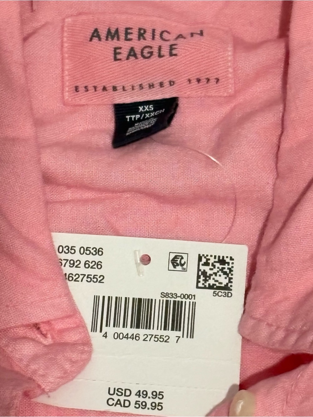 American Eagle linen blend over sized button down short sleeve top - Picture 3 of 3